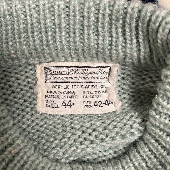 Size large unisex mint green sweater. Used but in great shape. - Picture 3 of 3